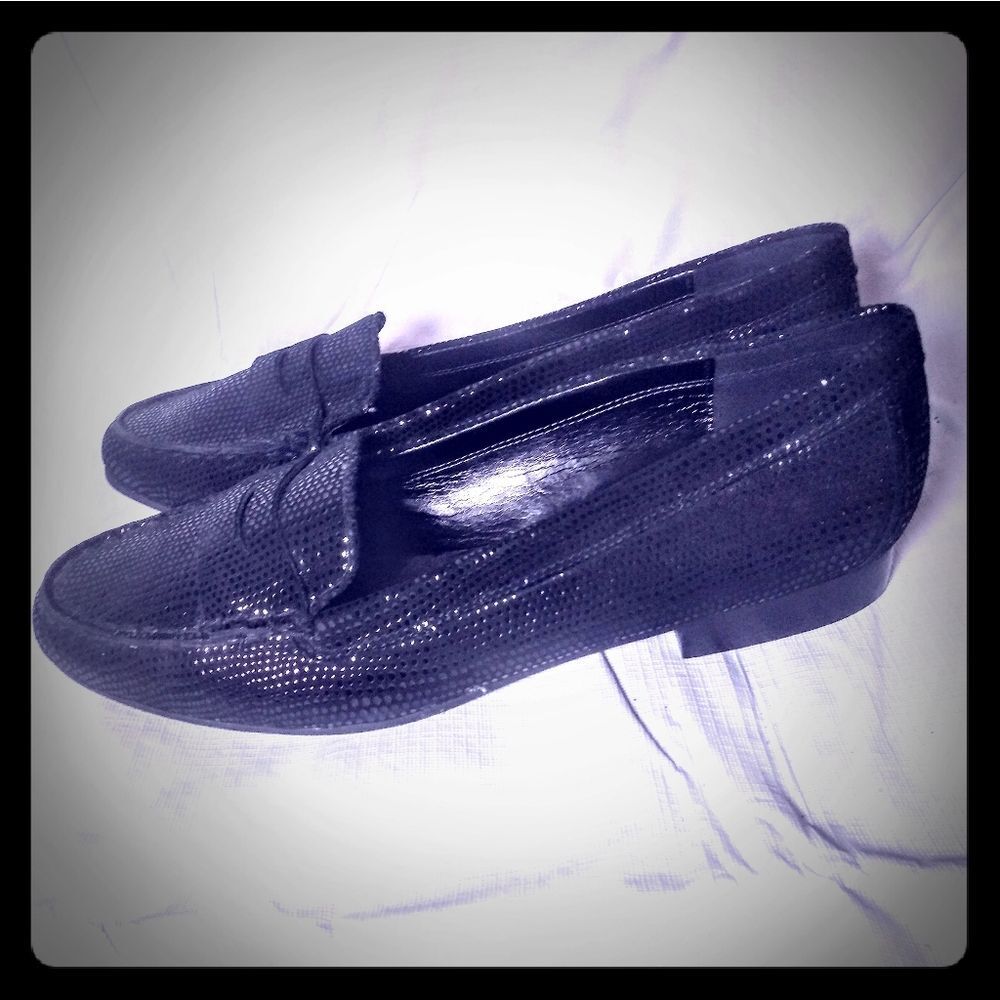 Chico's Shimmering Suede Black Loafers 8.5